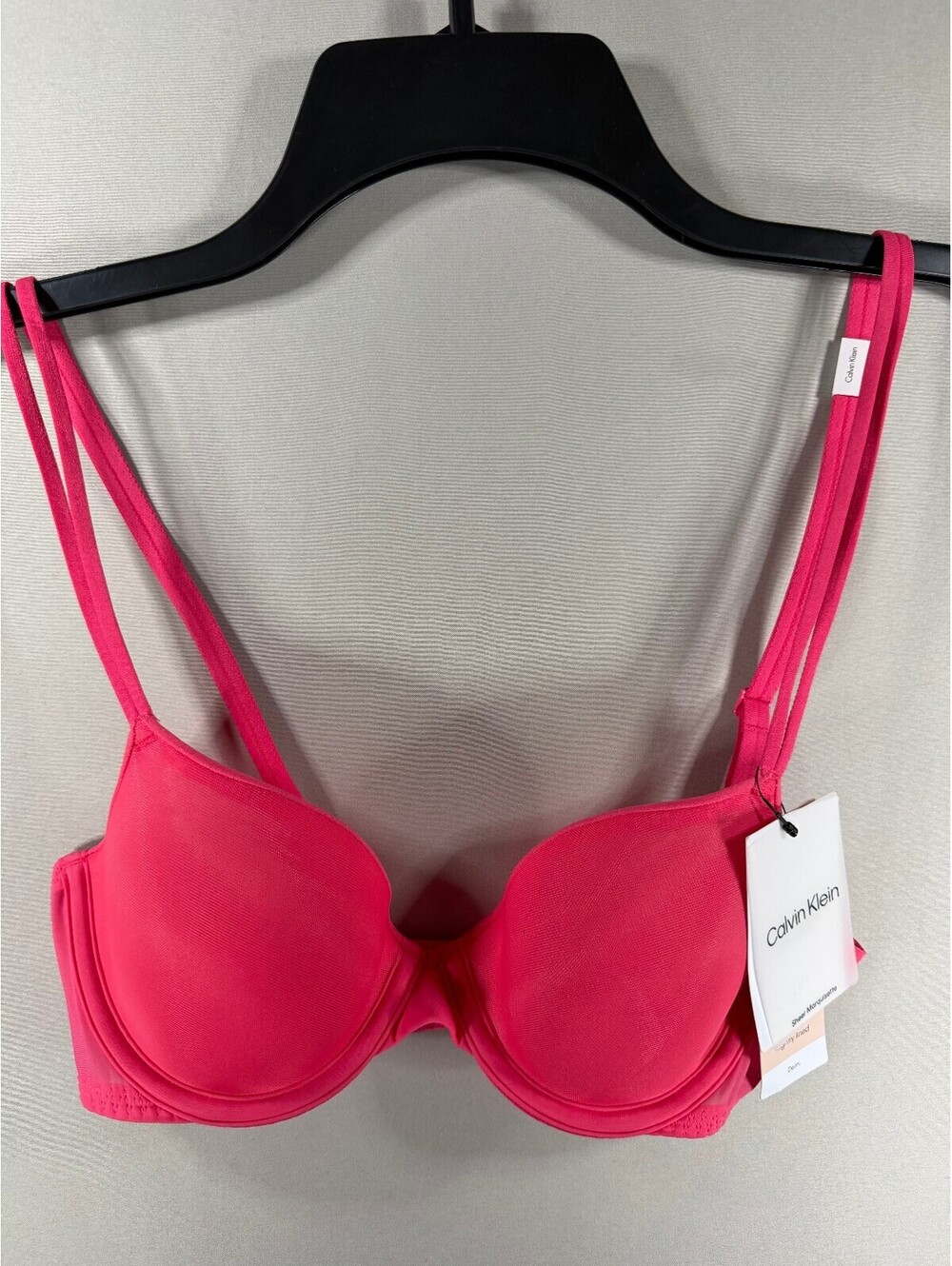 Calvin Klein Sheer Marquisette Demi Bra 34A Hot Pink NWT